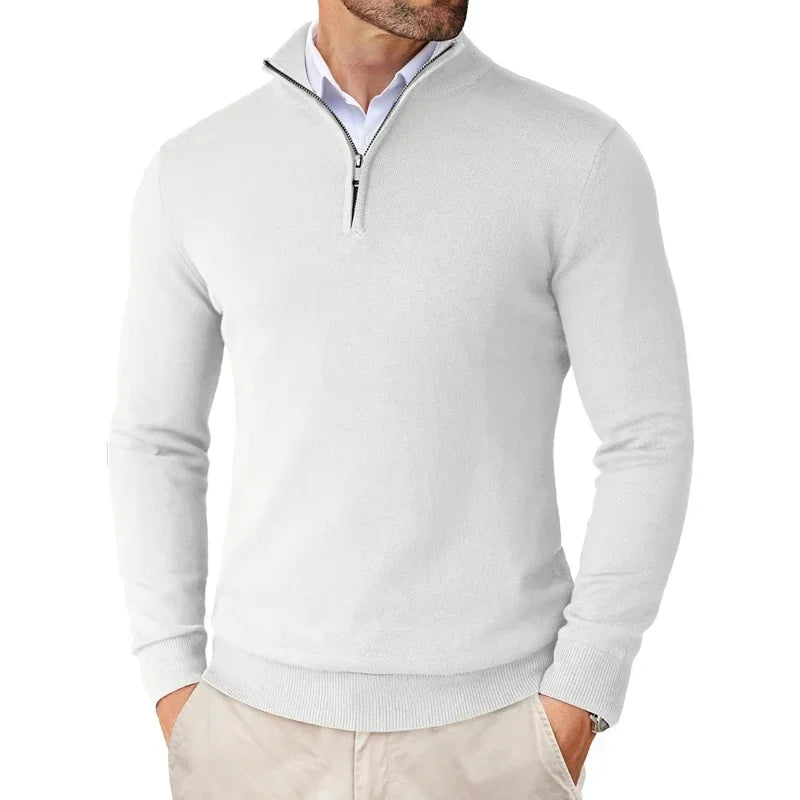 Maglione Uomo con Mezza Zip e Tessuto Strutturato