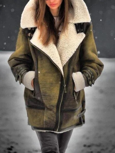 Giacca Aviator Donna in Shearling Calda e Imbottita Invernale