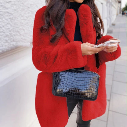Cappotto Donna in Pelliccia Ecologica Caldo Stile Elegante