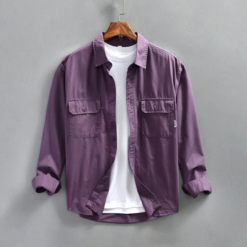 Camicia Uomo Manica Lunga con Tasche sul Petto - Brentozzi