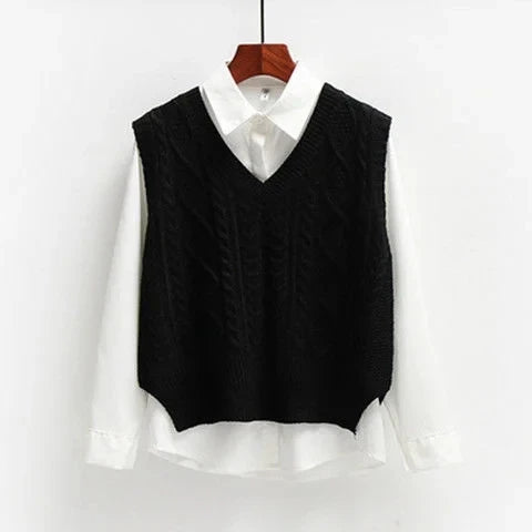 Maglione Donna Scollo a V Tessuto Strutturato