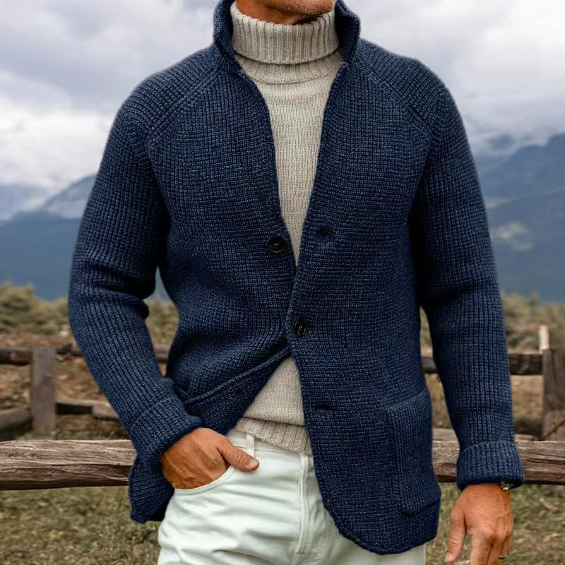 Cardigan Uomo Maglia Grossa Stile Lavorato Ampio