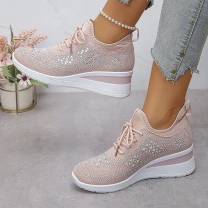 Sneaker Donna Ortopediche con Lacci e Strass