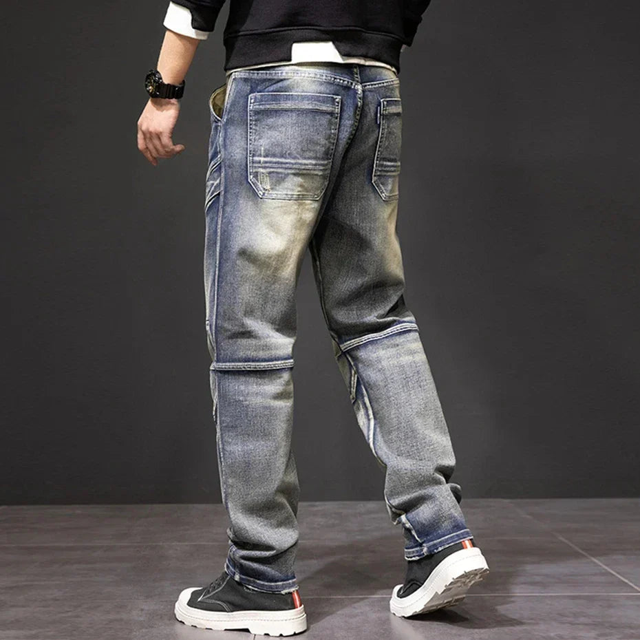 Jeans Uomo Dritti con Rinforzi al Ginocchio