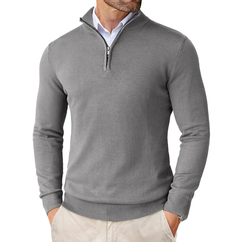 Maglione Uomo Zip Frontale Vestibilità Regolare