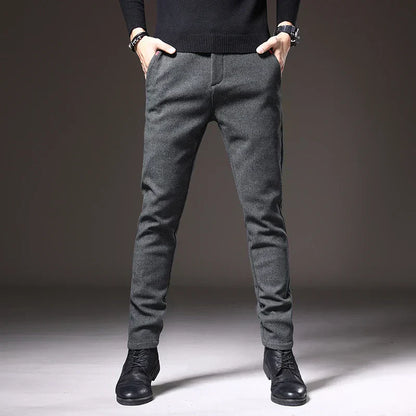 Pantaloni Uomo Tessuto Eleganti Slim Fit