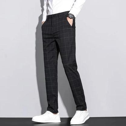 Pantaloni Uomo con Motivo a Righe Stile Strutturato
