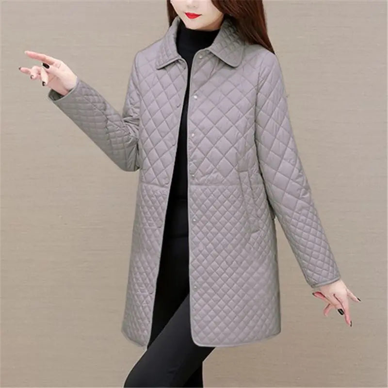 Cappotto Donna Imbottito Trapuntato Stile Classico Caldo Autunno