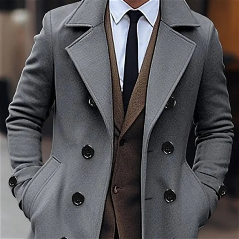 Cappotto Uomo Doppiopetto in Misto Lana Taglio Sfiancato