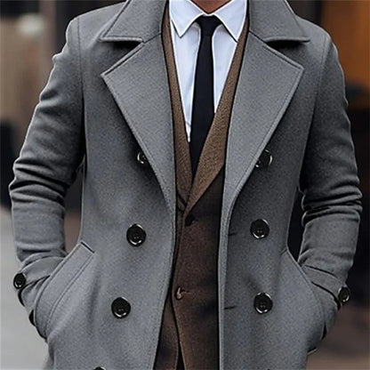 Cappotto Uomo Doppiopetto in Misto Lana Taglio Sfiancato
