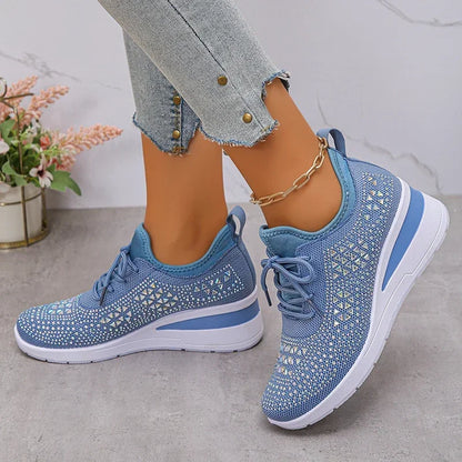 Sneaker Donna Ortopediche con Lacci e Strass