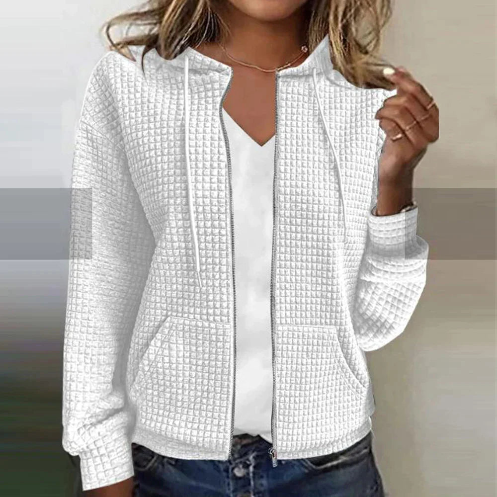 Giacca Donna Casual con Cappuccio e Chiusura Zip Frontale