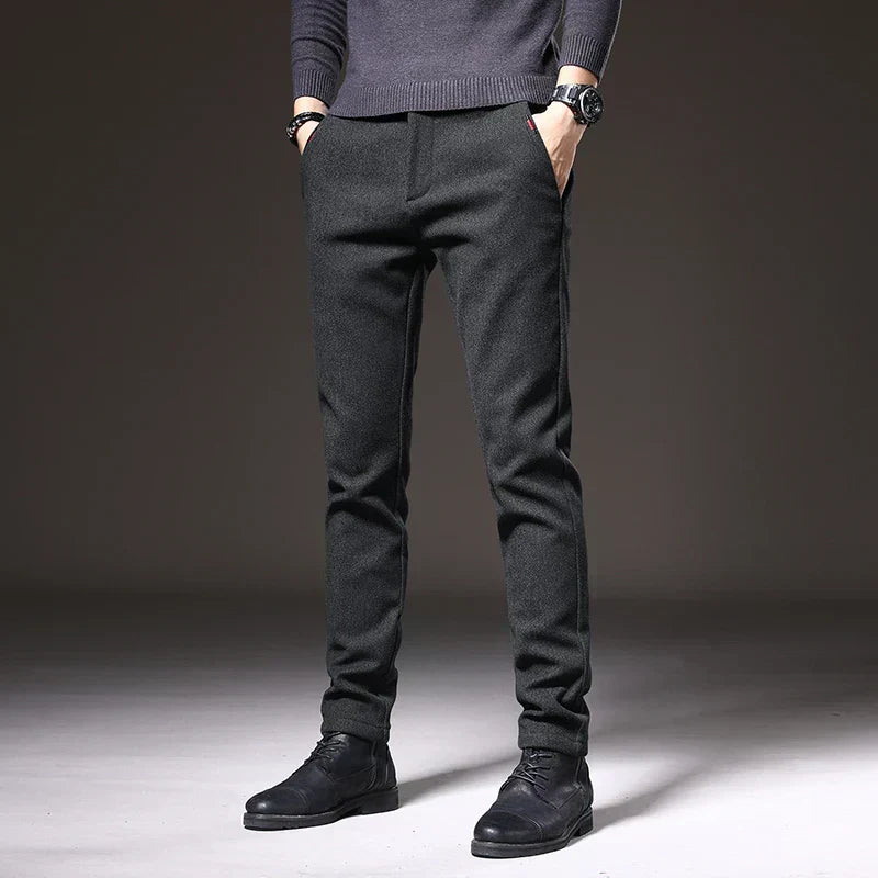 Pantaloni Uomo Tessuto Eleganti Slim Fit