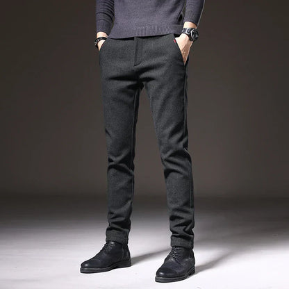 Pantaloni Uomo Tessuto Eleganti Slim Fit