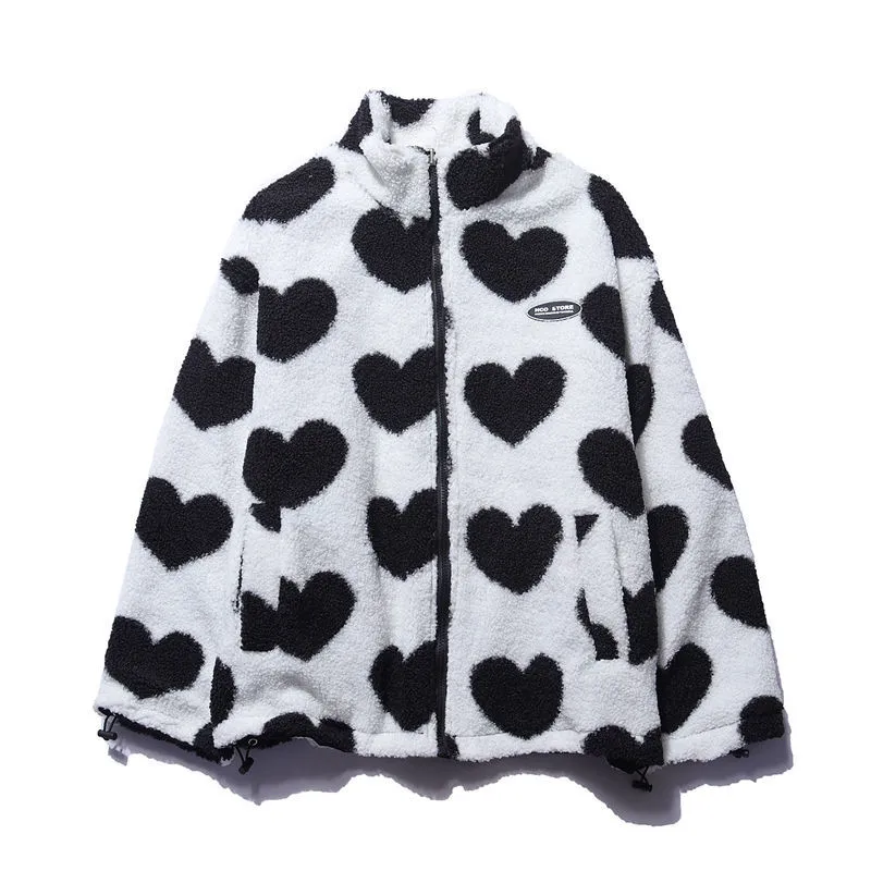 Giacca Donna Calda Stile Cuori Autunno Inverno