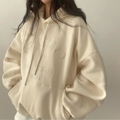 Felpa Oversize Donna con Ricamo Comoda Casual