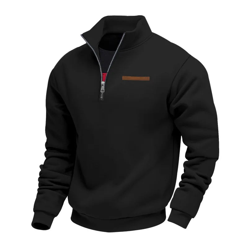 Felpa Uomo in Pile con Mezza Zip