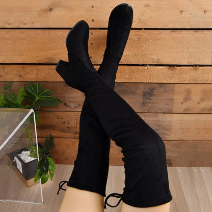 Stivali Overknee Donna Tacco Largo Alto Fusto Alto