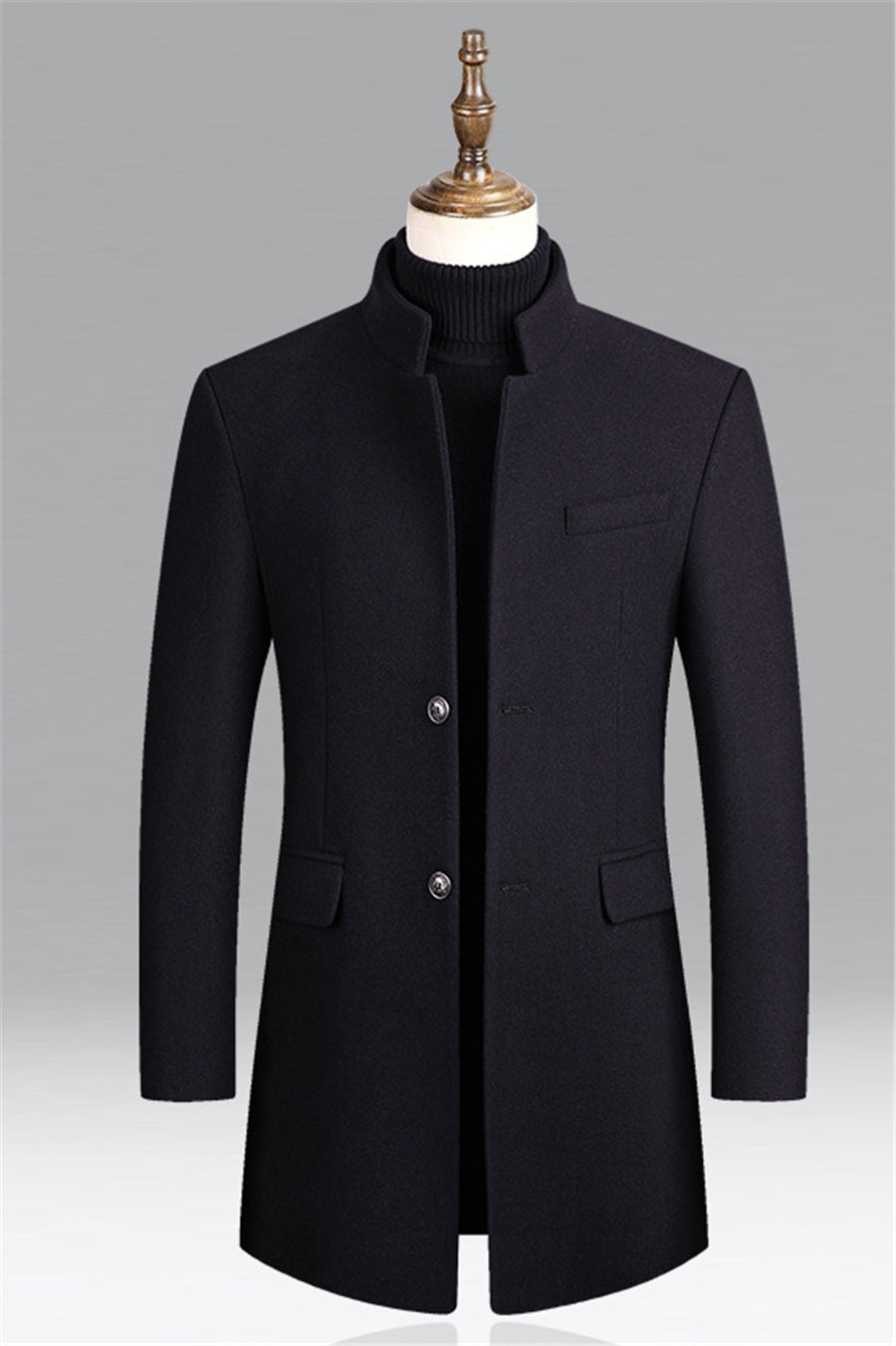 Cappotto Uomo in Misto Lana Collo Alto Elegante Invernale