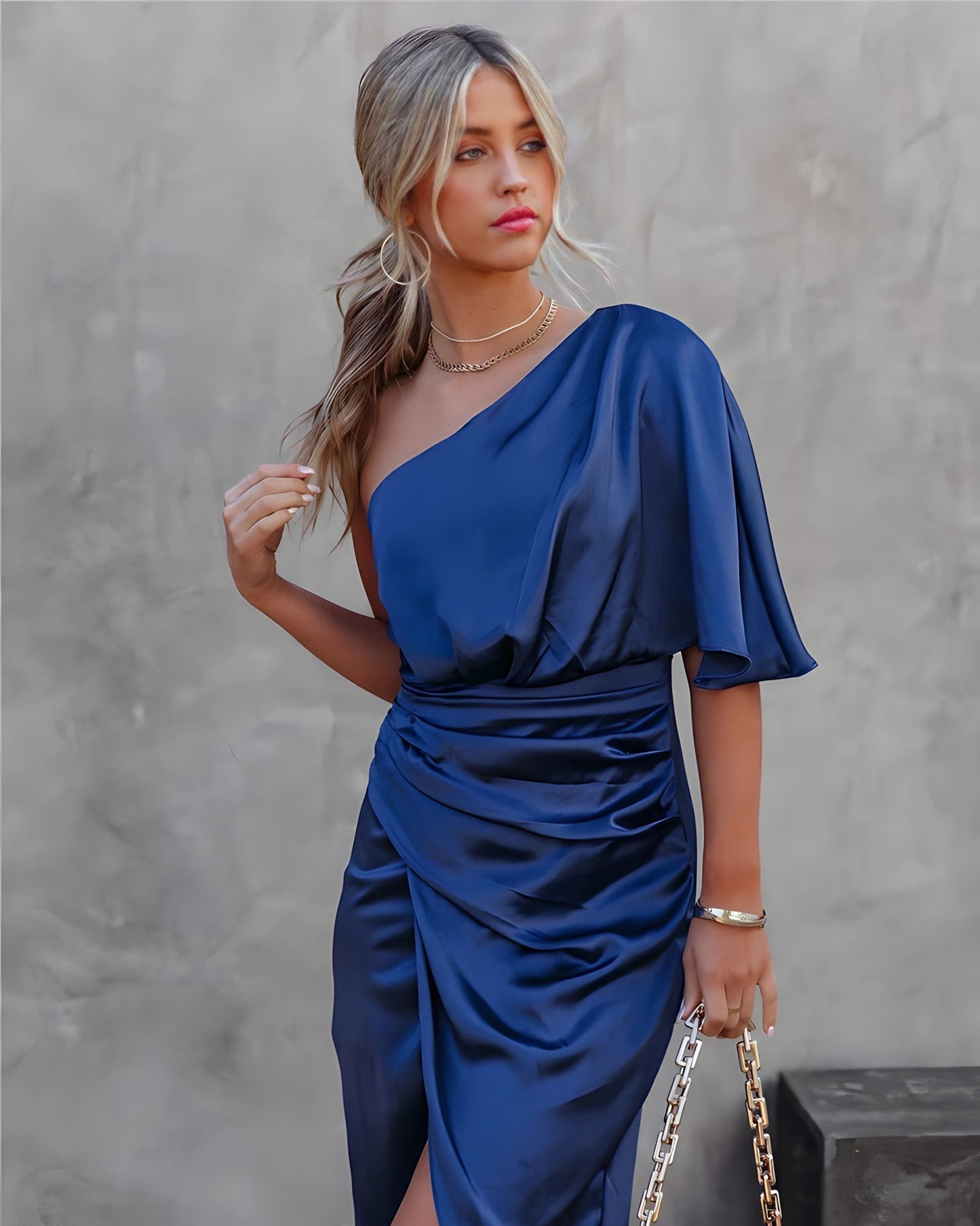 Abito Elegante Donna Taglio Asimmetrico