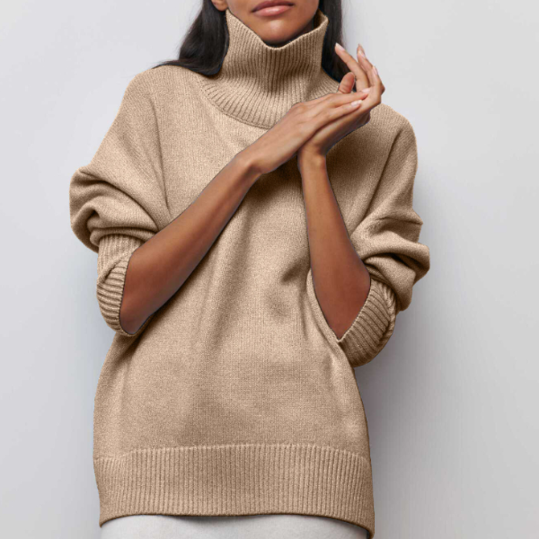 Maglione Donna Collo Alto Lana Caldo e Morbido Invernale