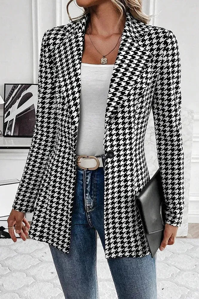 Blazer Donna Doppiopetto Fantasia Quadri Taglio Slim