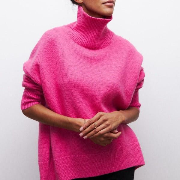 Maglione Donna Collo Alto Lana Caldo e Morbido Invernale