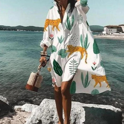 Abito Lungo Donna Manica Lunga con Colletto