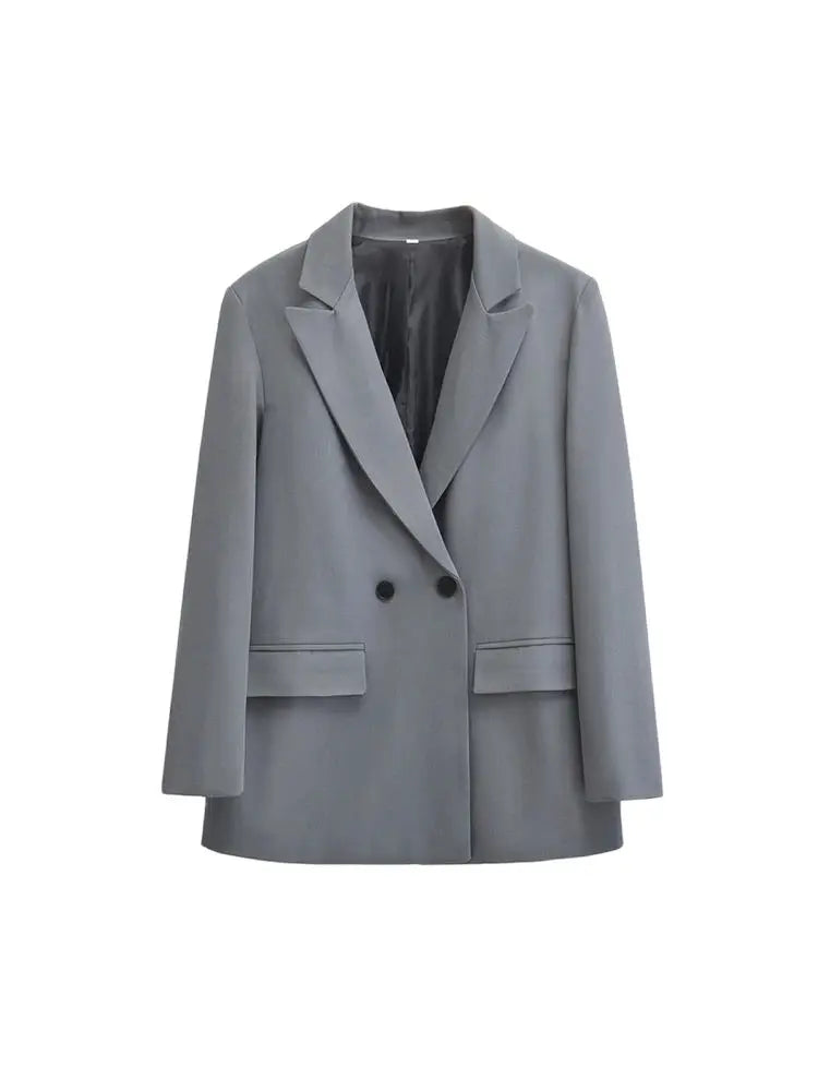 Giacca Donna Doppiopetto Stile Blazer Slim Fit