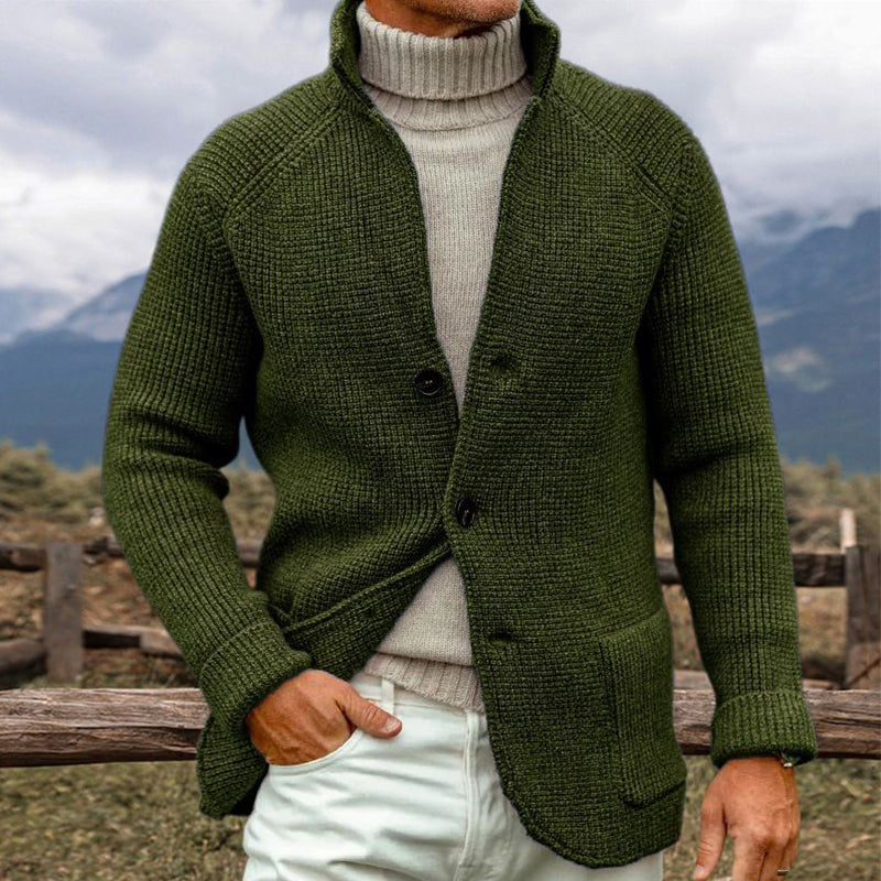 Cardigan Uomo Maglia Grossa Stile Lavorato Ampio