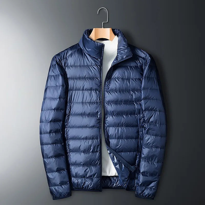Giacca Uomo Imbottita Piuma Collo Alto Zip Intera
