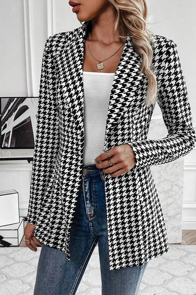 Blazer Donna Doppiopetto Fantasia Quadri Taglio Slim