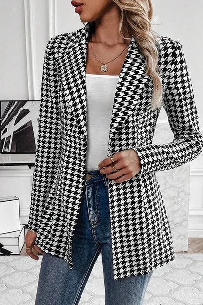 Blazer Donna Doppiopetto Fantasia Quadri Taglio Slim