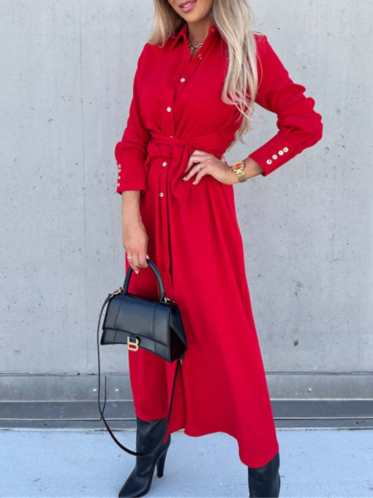 Abito Camicia Donna Manica Lunga