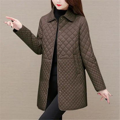 Cappotto Donna Imbottito Trapuntato Stile Classico Caldo Autunno