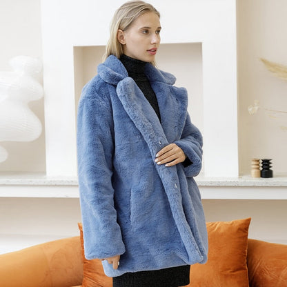 Cappotto Donna in Pelliccia Ecologica Caldo Stile Elegante