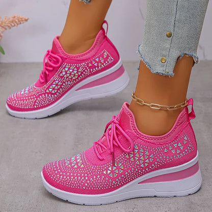 Sneaker Donna Ortopediche con Lacci e Strass