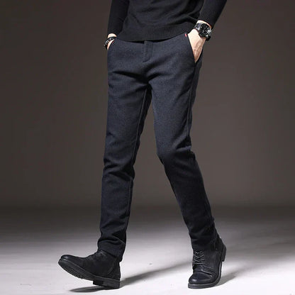 Pantaloni Uomo Tessuto Eleganti Slim Fit