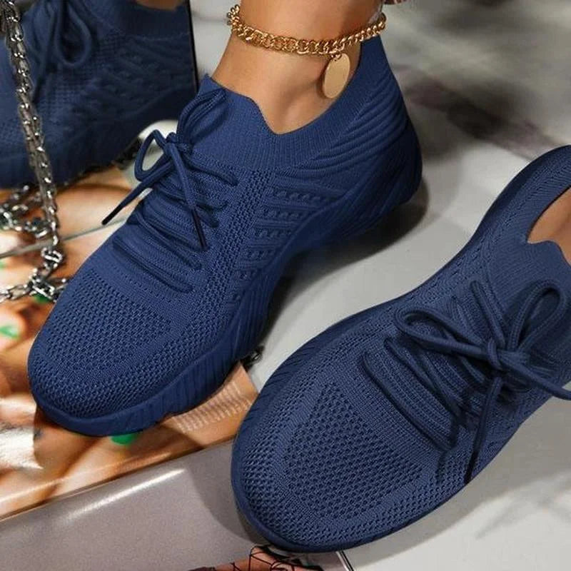 Sneaker Donna con Plateau e Lacci Stile Sportivo