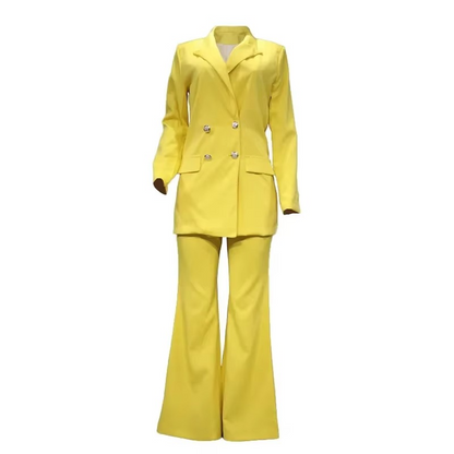 Completo Donna Blazer e Pantaloni Flared Tessuto Tweed