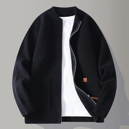Cardigan Uomo Maglia Coste con Chiusura a Zip