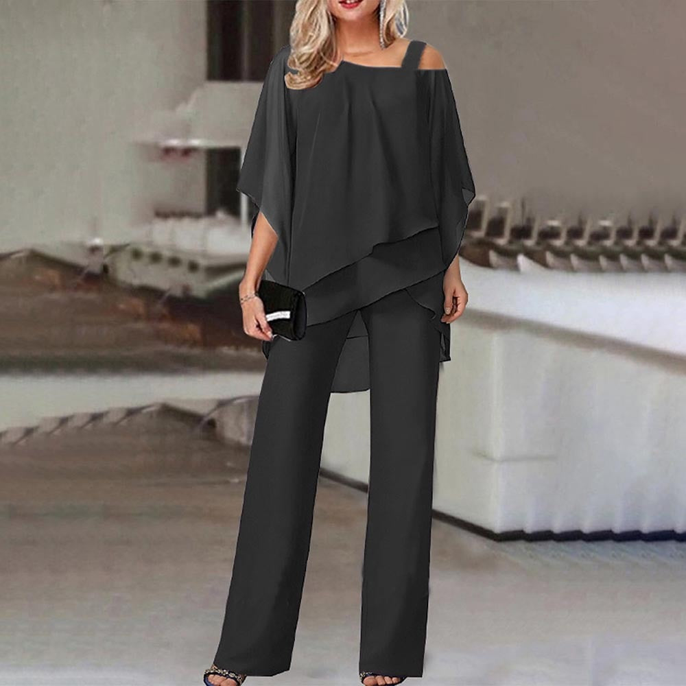 Completo Donna Blusa Asimmetrica e Pantaloni Lunghi Slim - Brentozzi