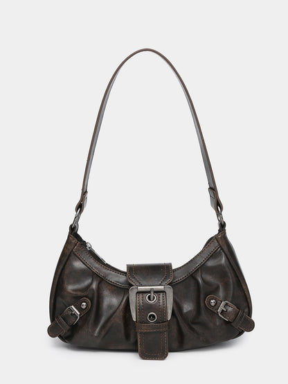 Borsa Hobo Donna in Ecopelle Vintage con Fibbia e Tracolla Regolabile - Brentozzi