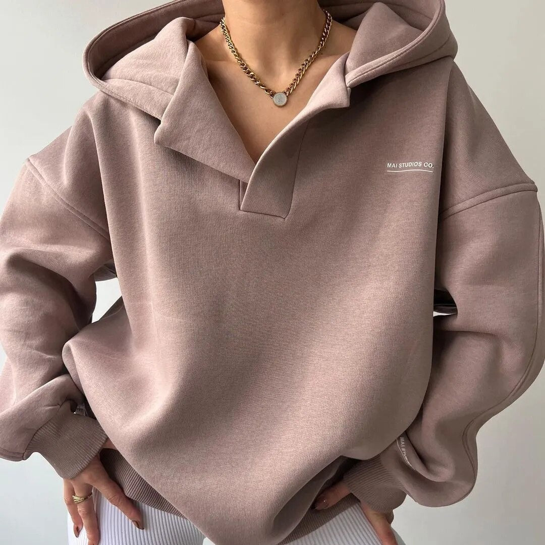 Felpa Donna Oversize Design Minimalista Comoda Autunno Inverno