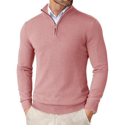 Maglione Uomo con Mezza Zip e Tessuto Strutturato