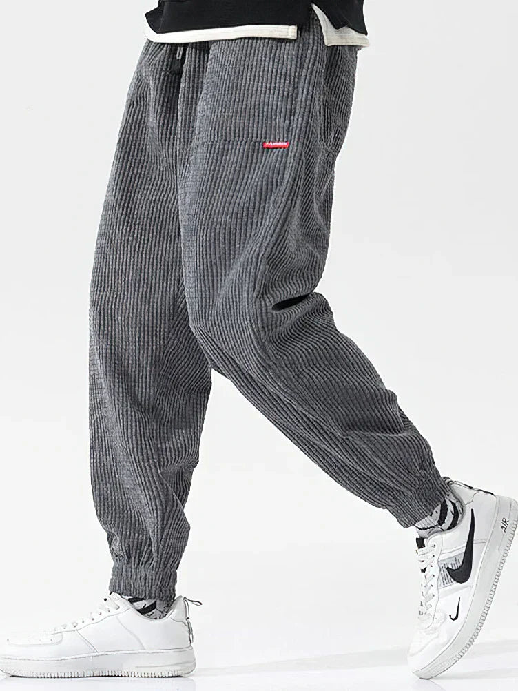 Pantaloni Jogging Uomo Corduroy Morbidi Vestibilità Ampia