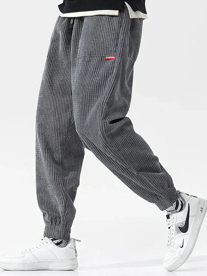 Pantaloni Jogging Uomo Corduroy Morbidi Vestibilità Ampia