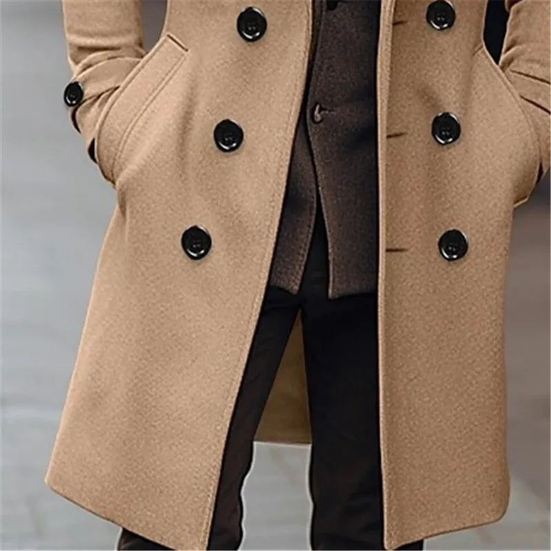 Cappotto Uomo Doppiopetto in Misto Lana Taglio Sfiancato