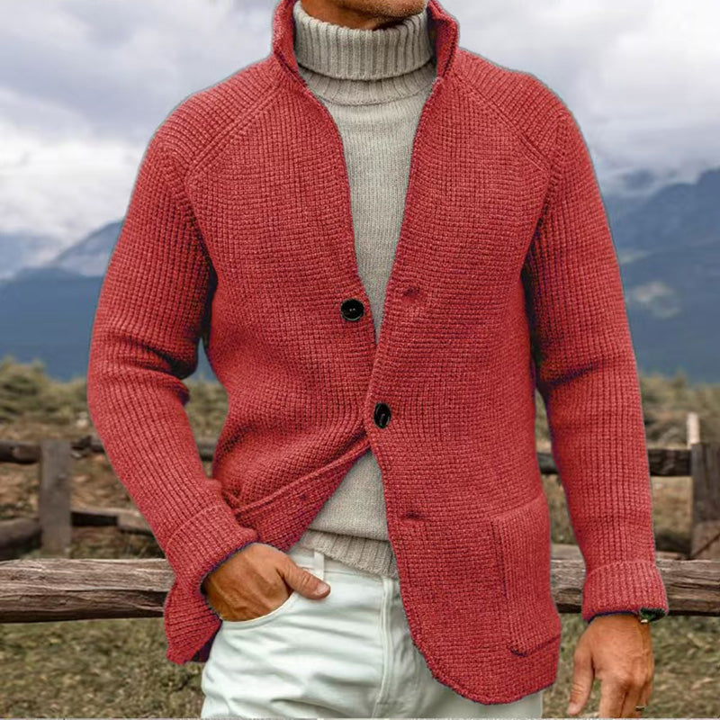 Cardigan Uomo Maglia Grossa Stile Lavorato Ampio