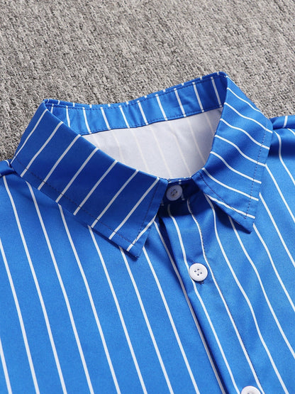 Camicia Uomo a Righe Tessuto Traspirante Slim Fit